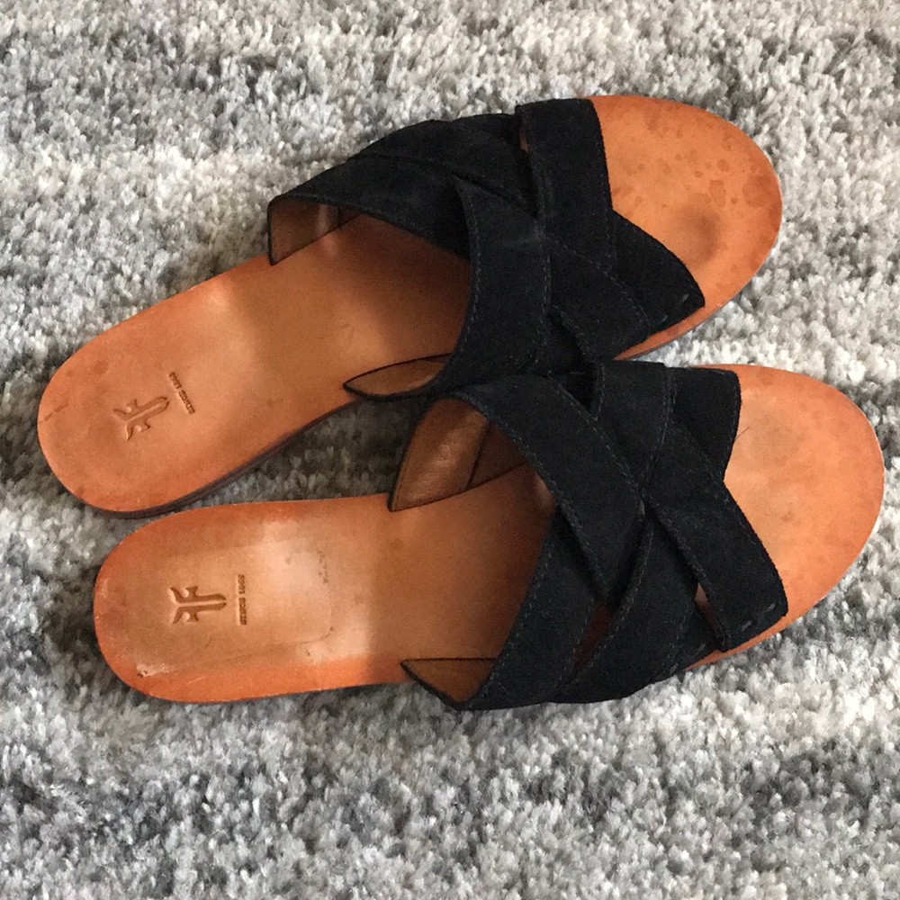 Frye Criss Cross Open Toe Slide Sandals
